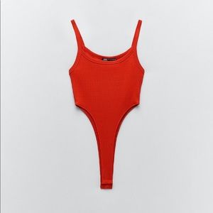Zara high cut ribbed bodysuit size M